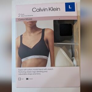 New Calvin Klein Black Cotton Modal Bralette - 2 Pack